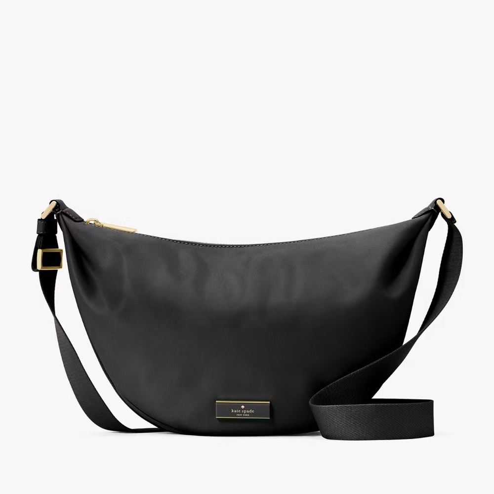 ♠️Kate Spade Carter Nylon Medium Sling Bag, Black NWT - Picture 2 of 5